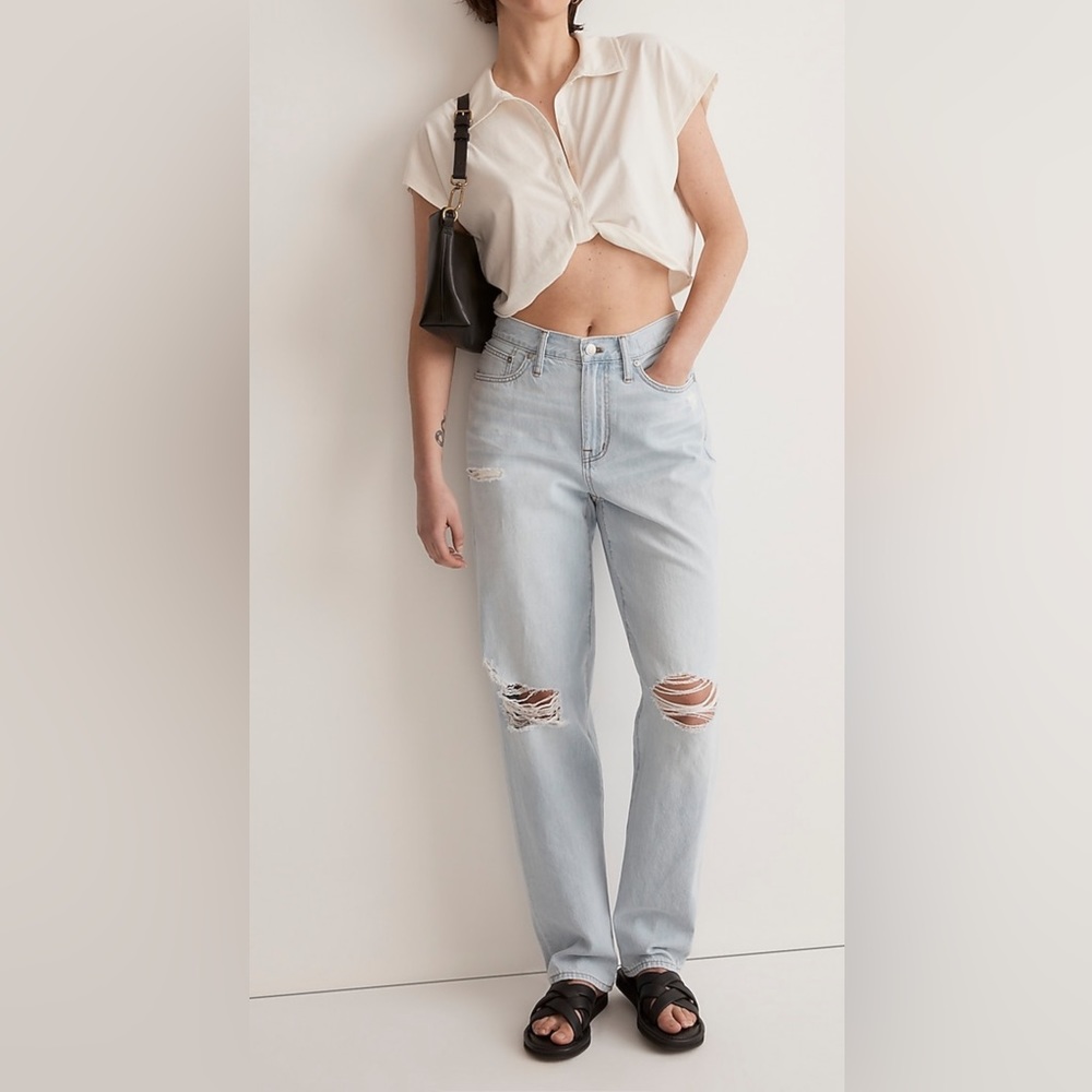 Madewell Light Blue Distressed Boyfriend Jeans